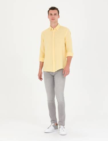 Sarı Regular Fit Uzun Kollu Gömlek