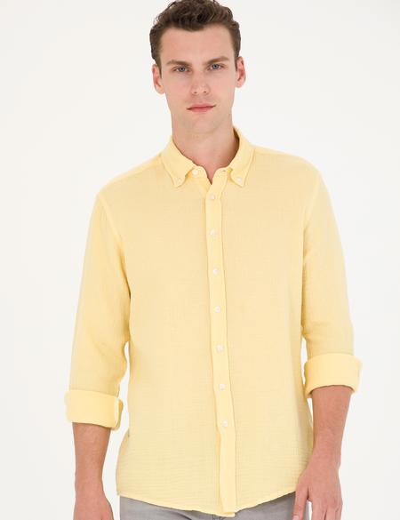 Sarı Regular Fit Uzun Kollu Gömlek - 50272203019
