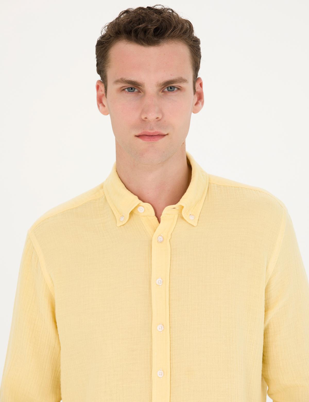 Sarı Regular Fit Uzun Kollu Gömlek - 50272203019