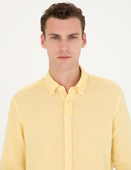 Sarı Regular Fit Uzun Kollu Gömlek - 50272203019
