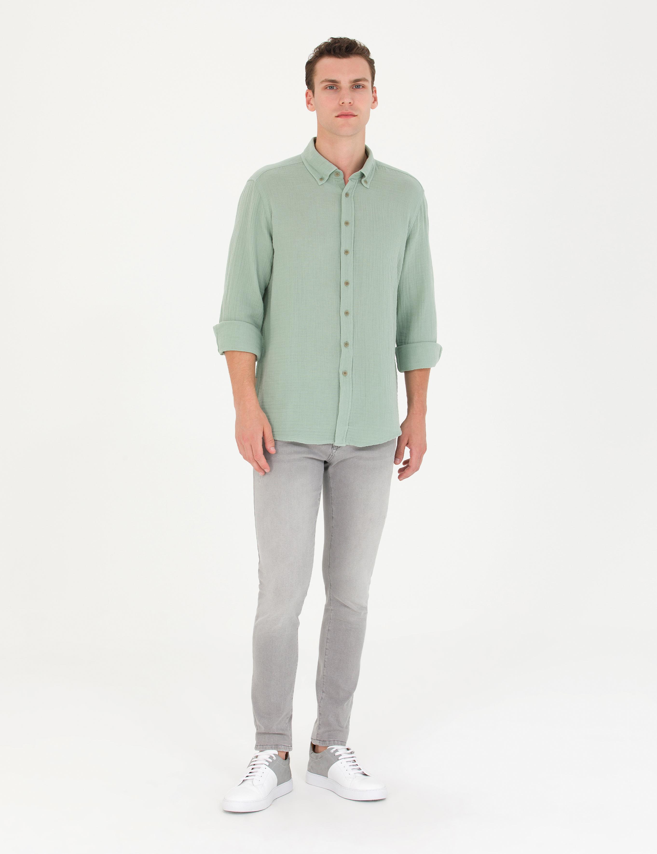 Gri Regular Fit Uzun Kollu Gömlek