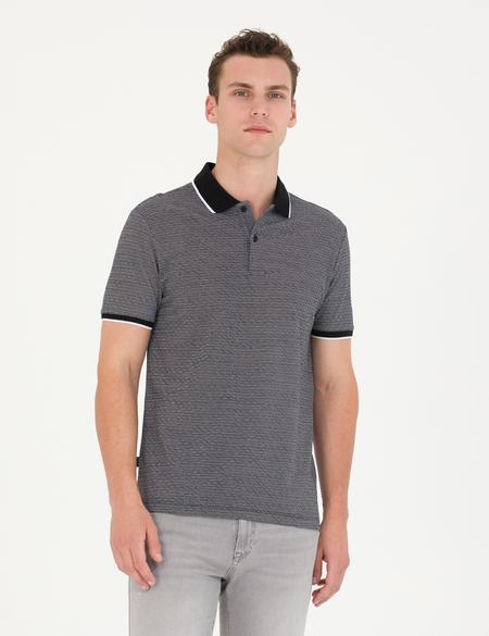 Siyah Slim Fit Polo Yaka Tişört - 50273588019