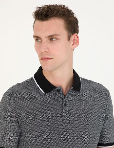 Siyah Slim Fit Polo Yaka Tişört - 50273588019