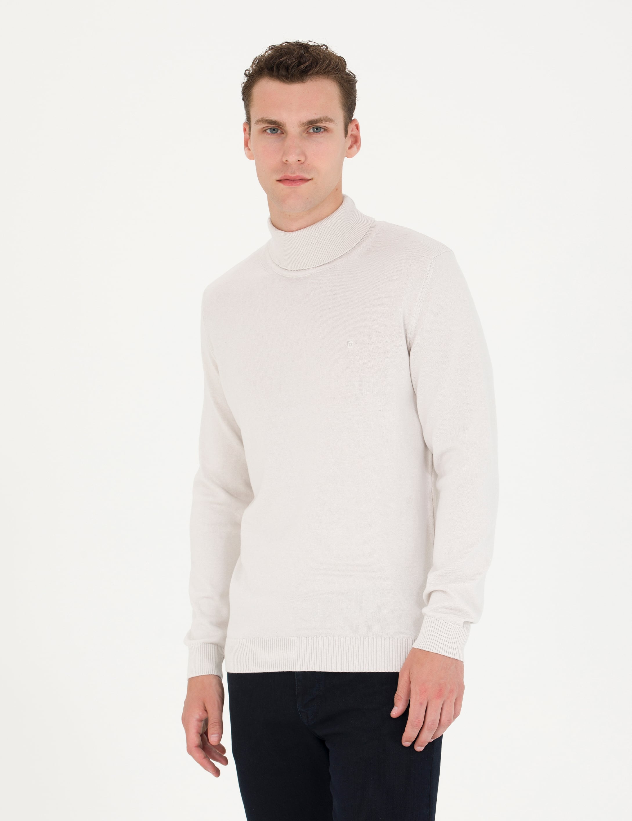 Pierre Cardin Taş Slim Fit Balıkçı Yaka Basic Triko Kazak görsel 3