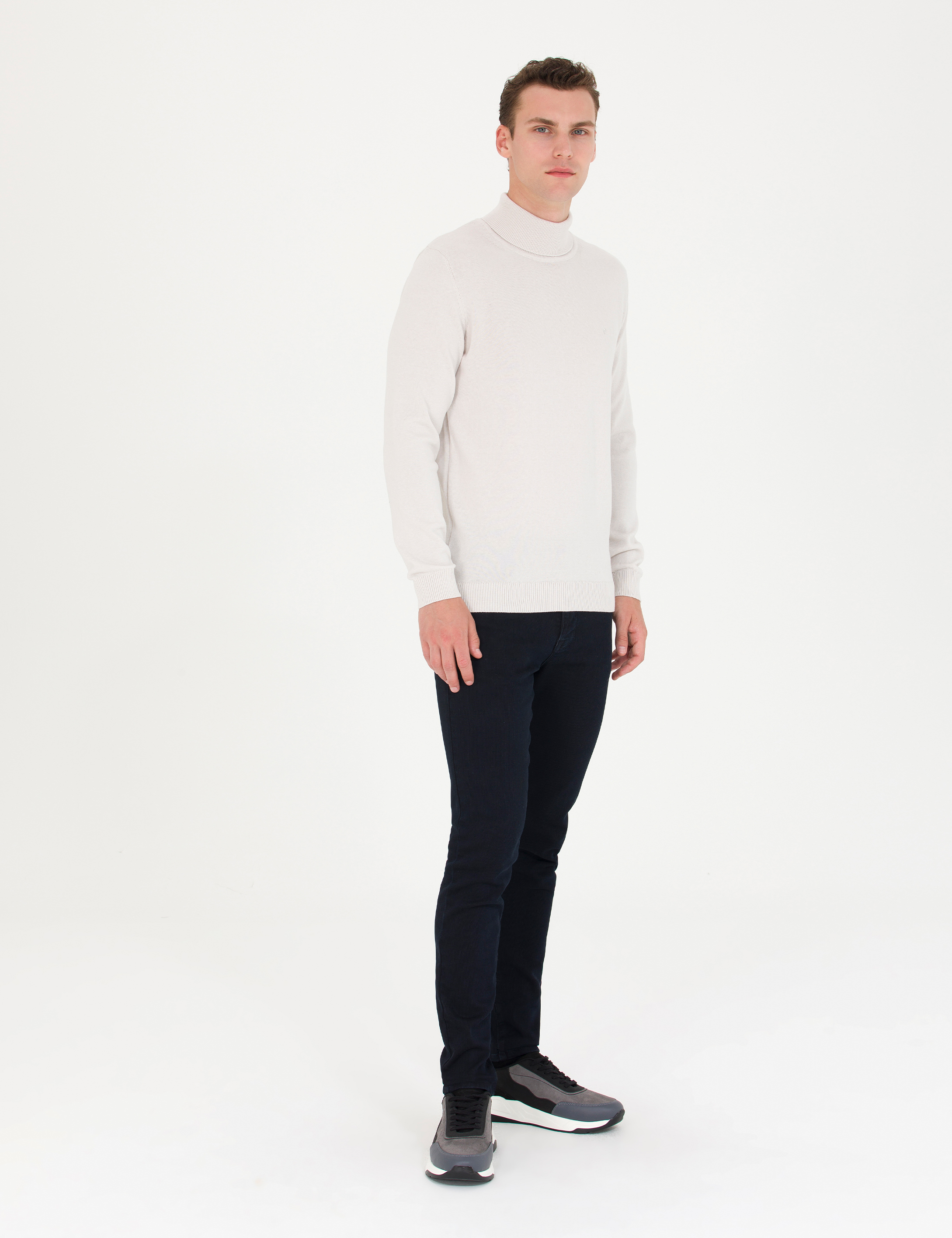 Pierre Cardin Taş Slim Fit Balıkçı Yaka Basic Triko Kazak görsel 4