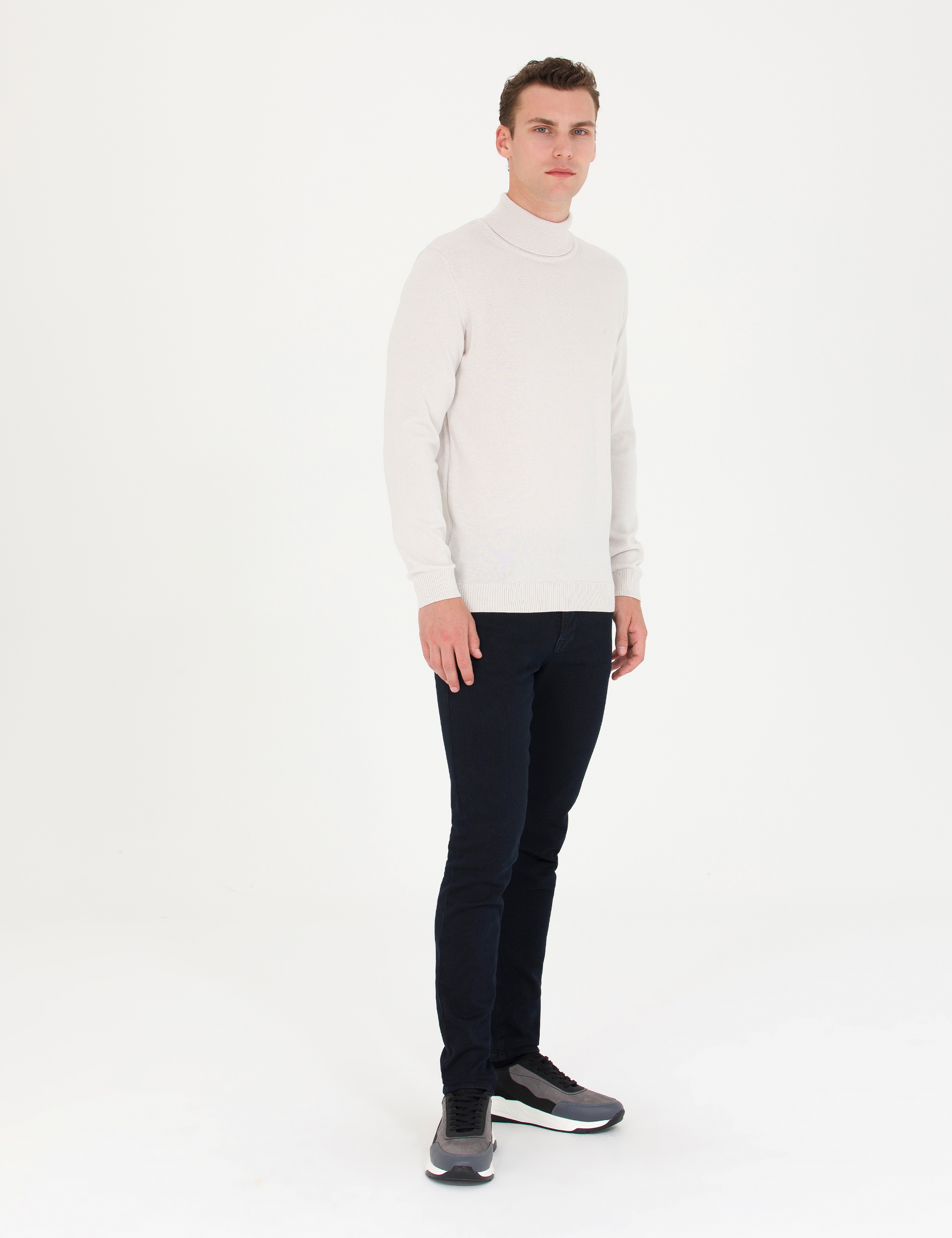 Taş Slim Fit Balıkçı Yaka Basic Triko Kazak - Image 4