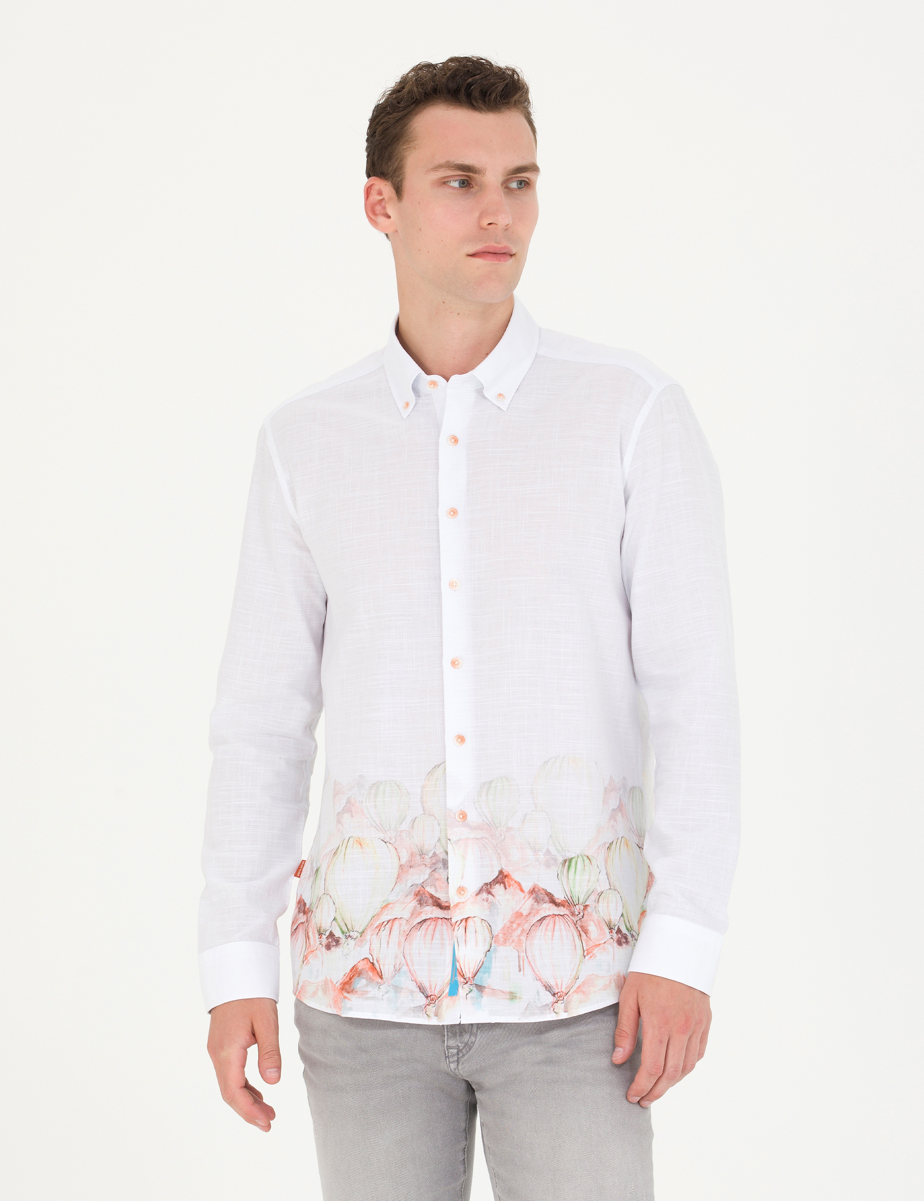 Açık Yeşil Regular Fit Uzun Kollu Gömlek - Image 2