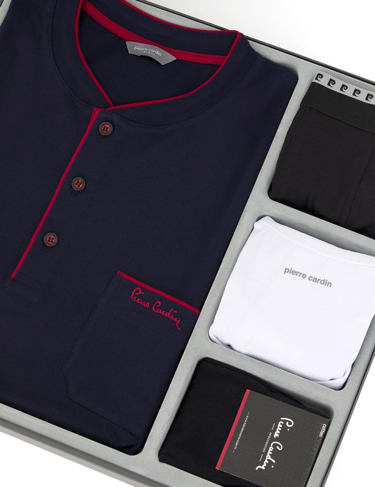 Lacivert Damat Çeyiz 4'lü Pijama Set Takım - 50283576007