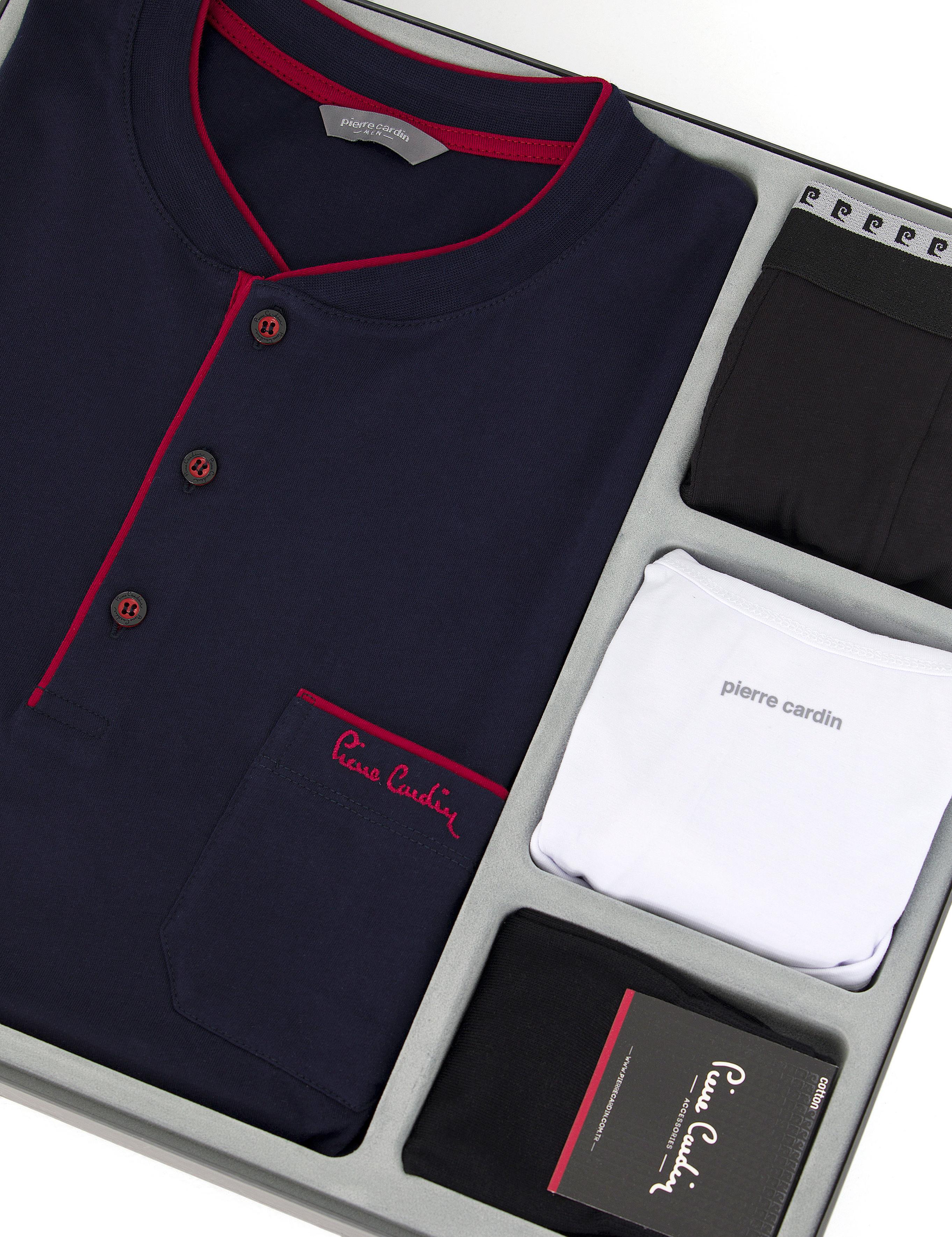 Lacivert Damat Çeyiz 4'lü Pijama Set Takım