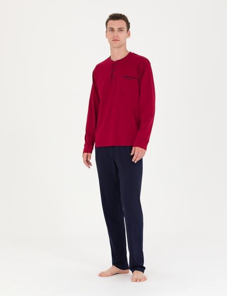 Bordo Damat Çeyiz 4'lü Pijama Set Takım - 50283576008