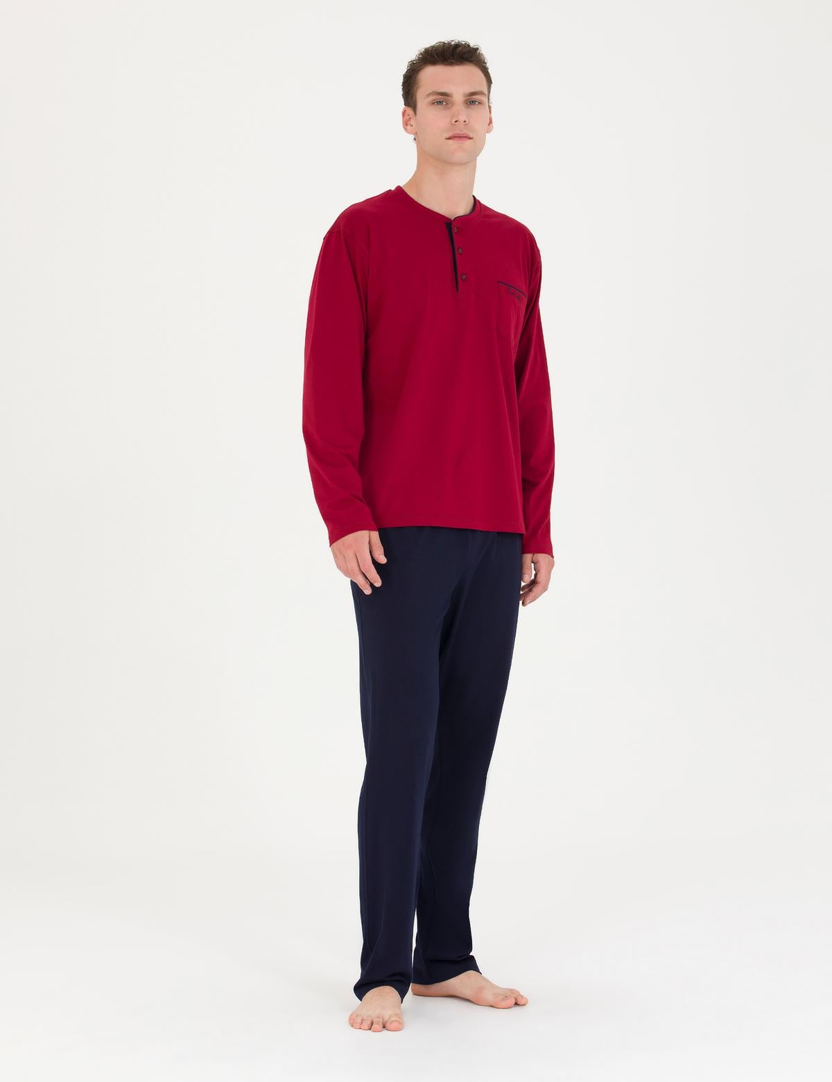 Bordo Damat Çeyiz 4'lü Pijama Set Takım - 50283576008