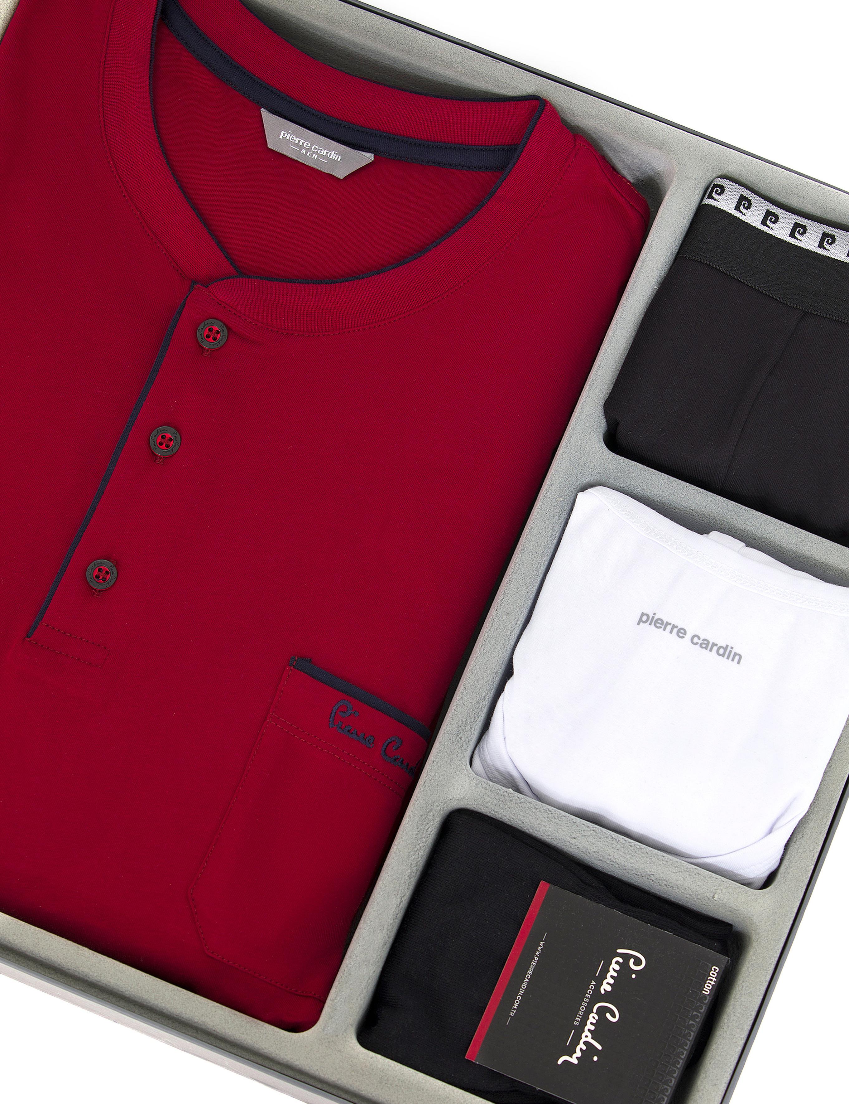 Bordo Damat Çeyiz 4'lü Pijama Set Takım