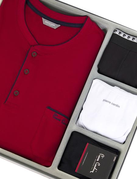 Bordo Damat Çeyiz 4'lü Pijama Set Takım - 50283576008