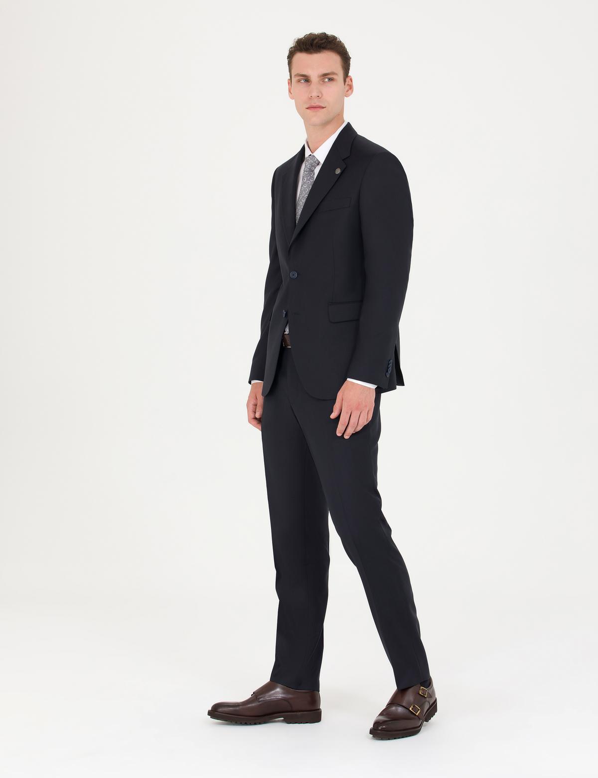 %100 Yün Lacivert Klasik Takım Elbise - 50275547044