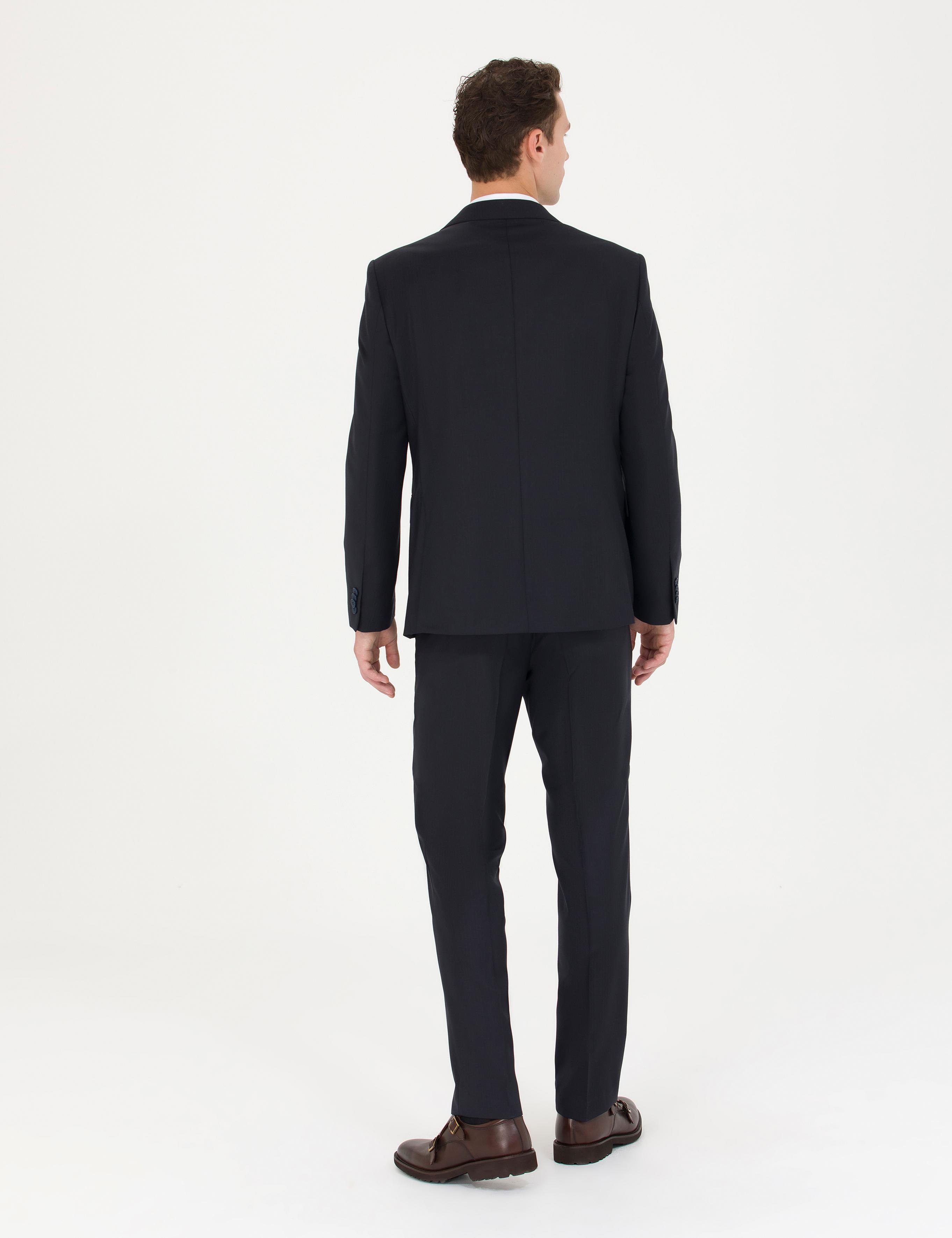 %100 Yün Lacivert Klasik Takım Elbise