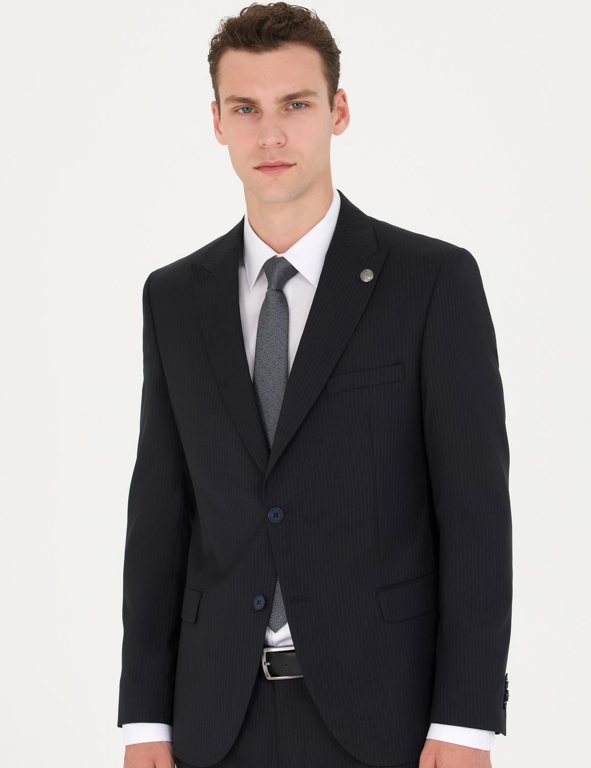 Lacivert Çizgi Detaylı Spor Takım Elbise - 50274896008