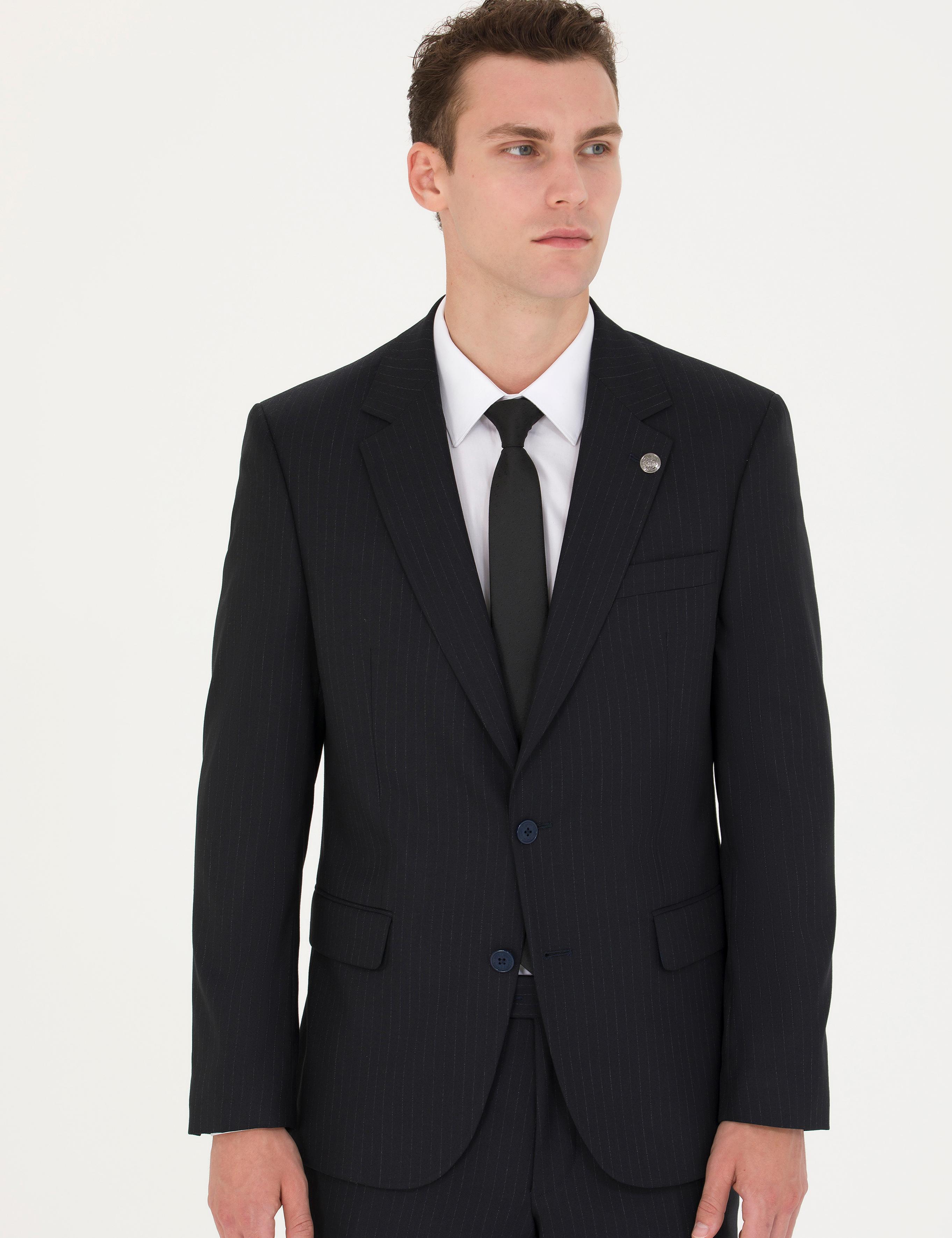 Lacivert Çizgi Detaylı Spor Takım Elbise