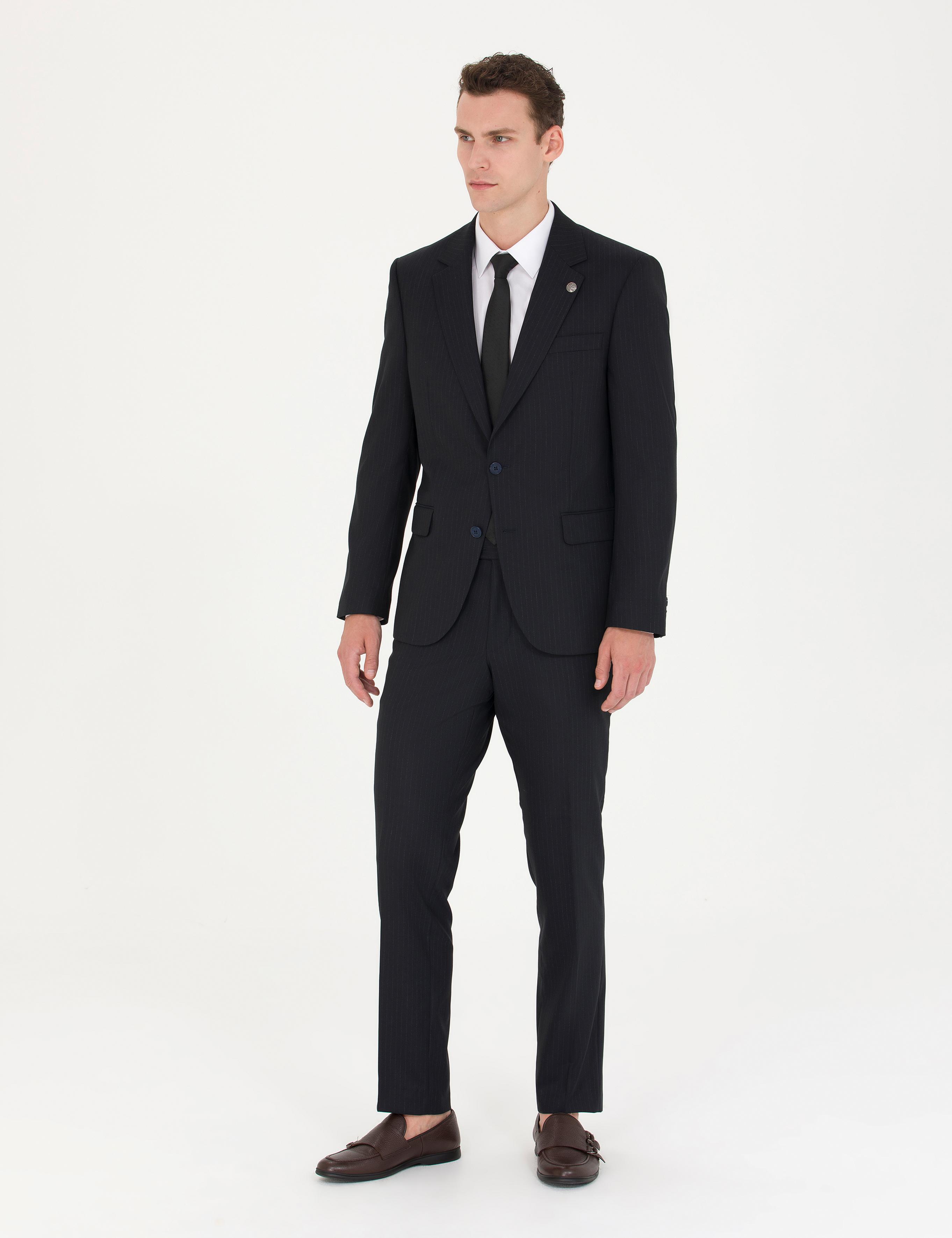 Lacivert Çizgi Detaylı Spor Takım Elbise