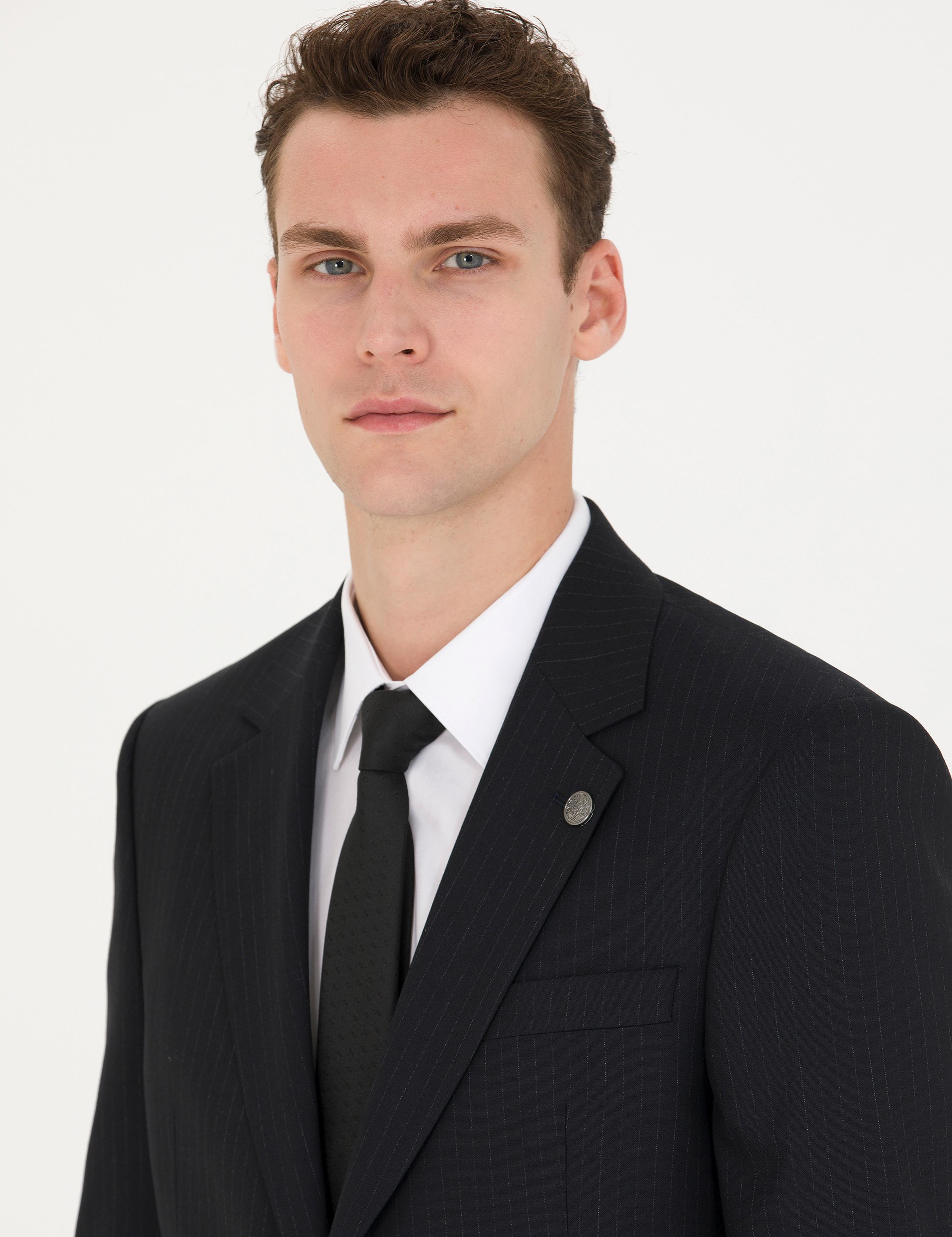 Lacivert Çizgi Detaylı Spor Takım Elbise