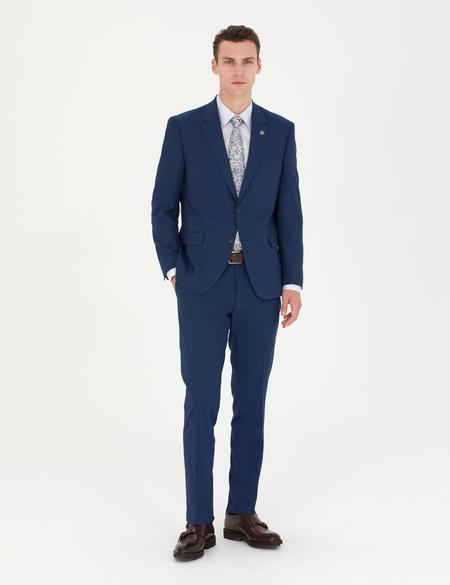 İndigo Çizgi Detaylı Takım Elbise - 50277300041