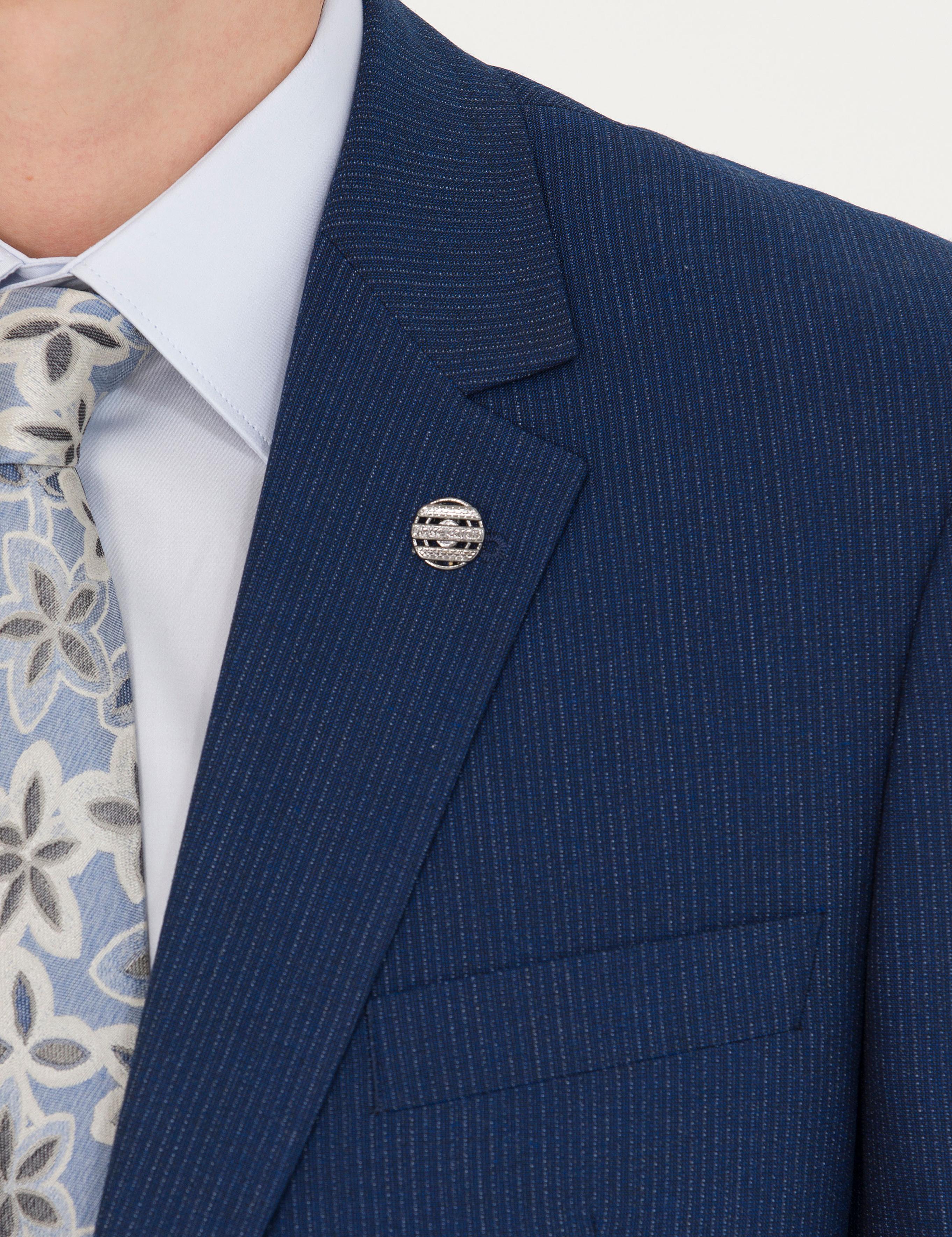 İndigo Çizgi Detaylı Takım Elbise