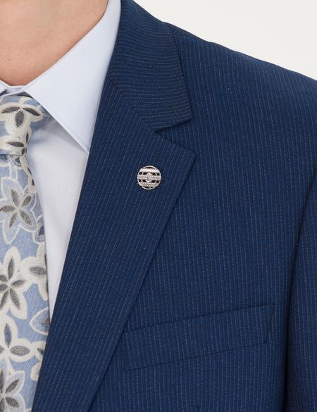 İndigo Çizgi Detaylı Takım Elbise - 50277300041