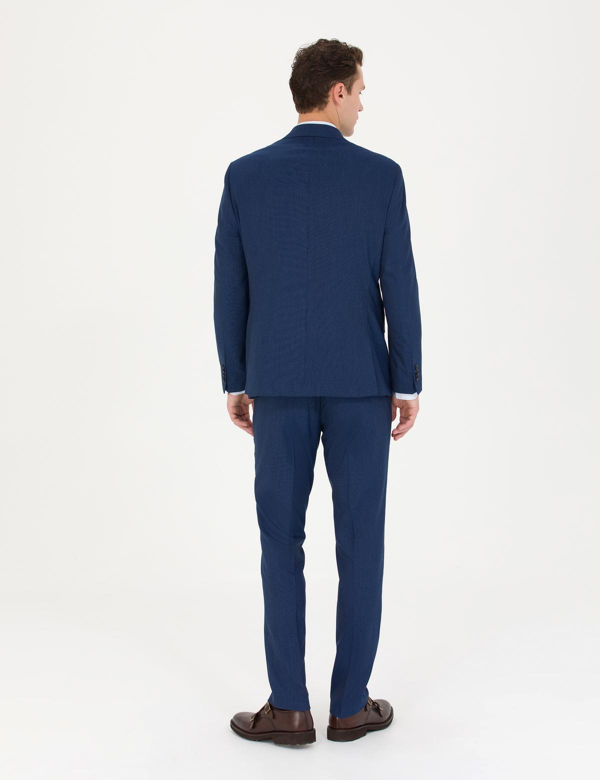 İndigo Çizgi Detaylı Takım Elbise - 50277300041