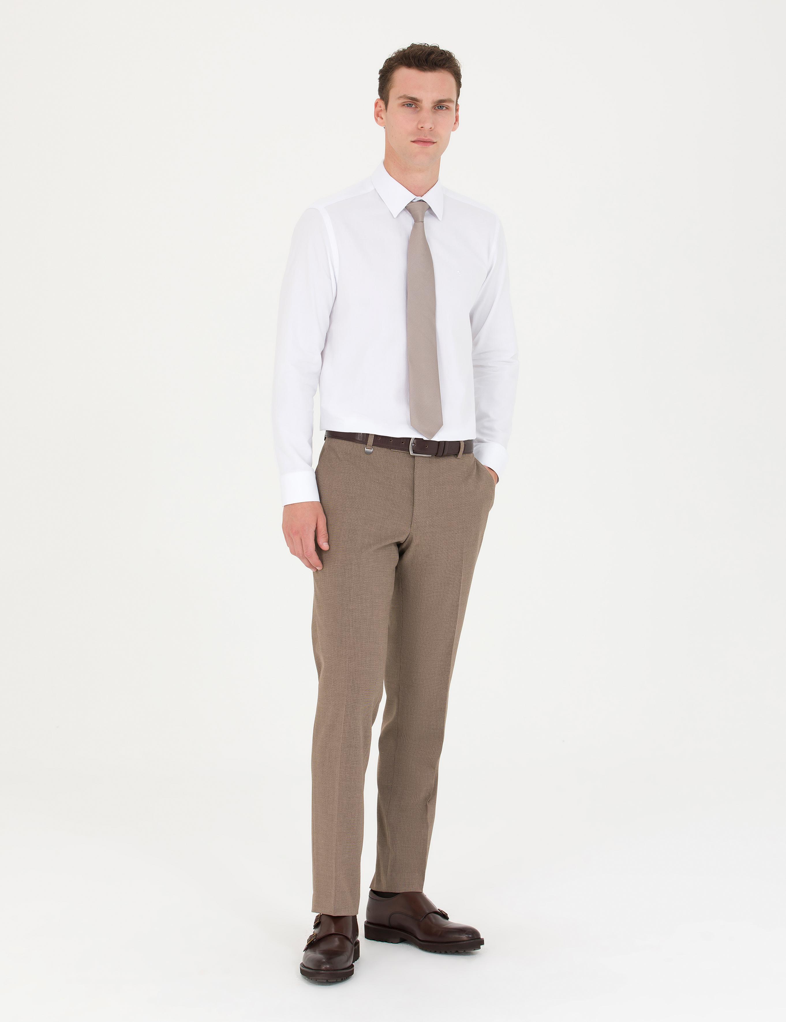 Beyaz Slim Fit Uzun Kollu Gömlek