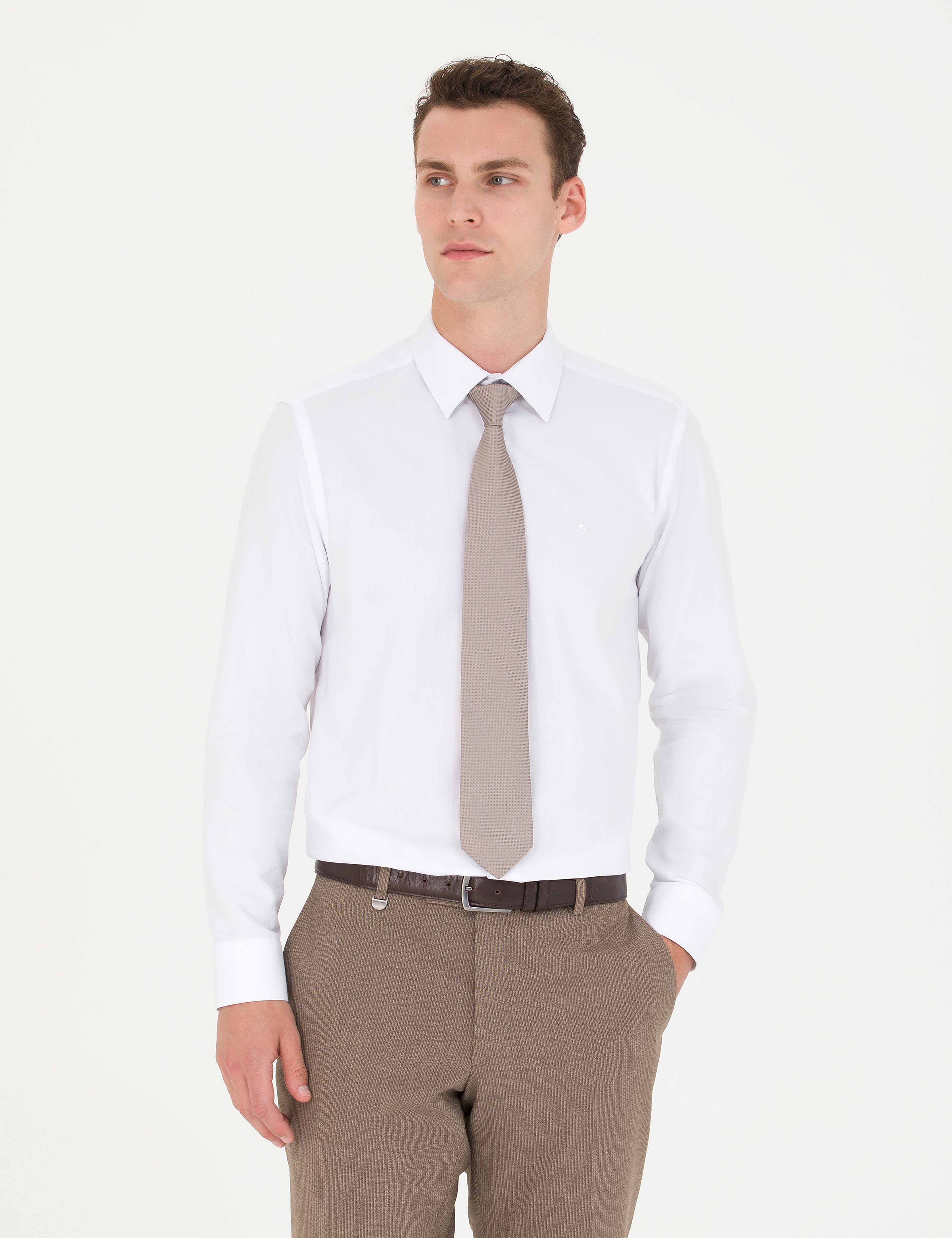Beyaz Slim Fit Uzun Kollu Gömlek