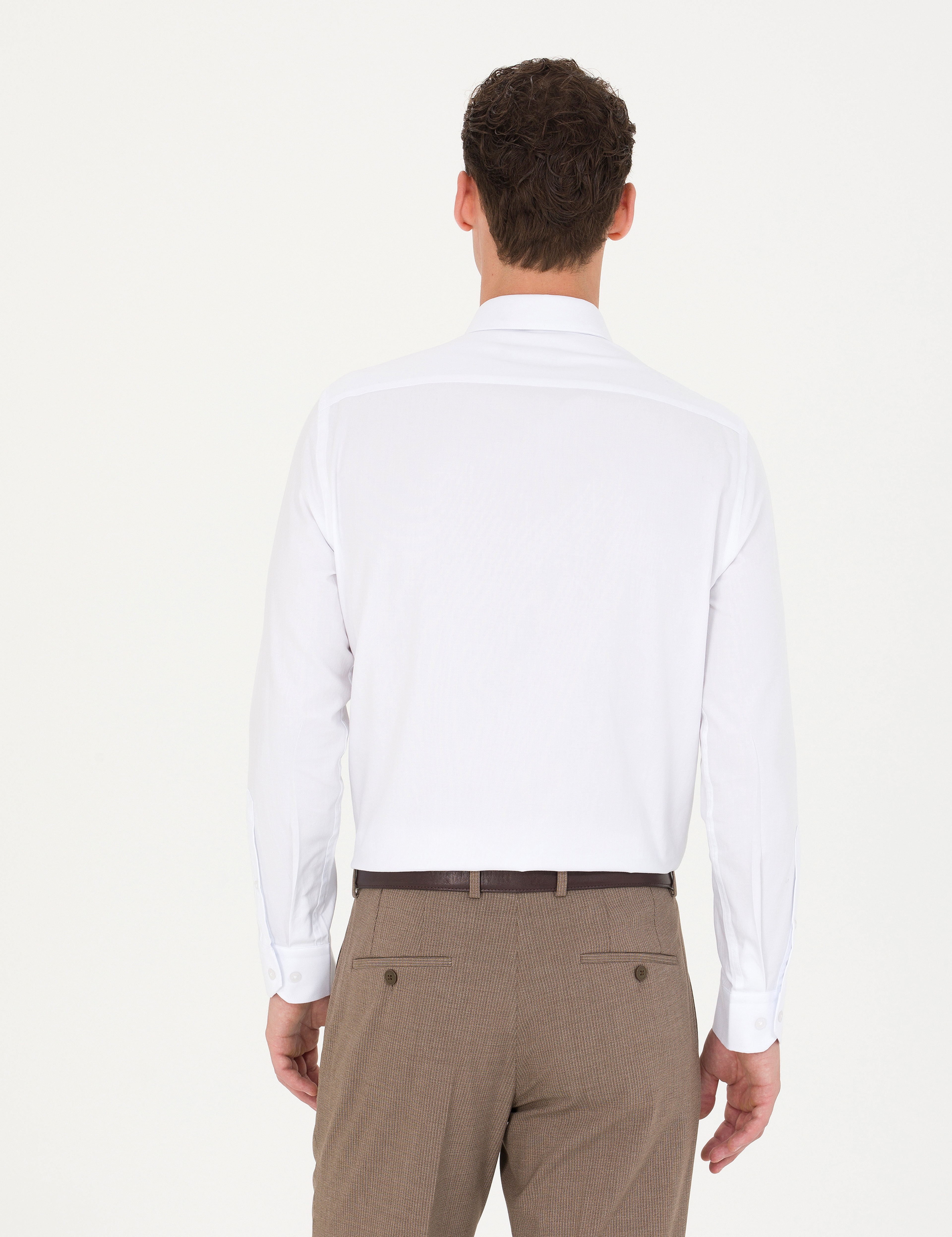 Beyaz Slim Fit Uzun Kollu Gömlek - Image 5