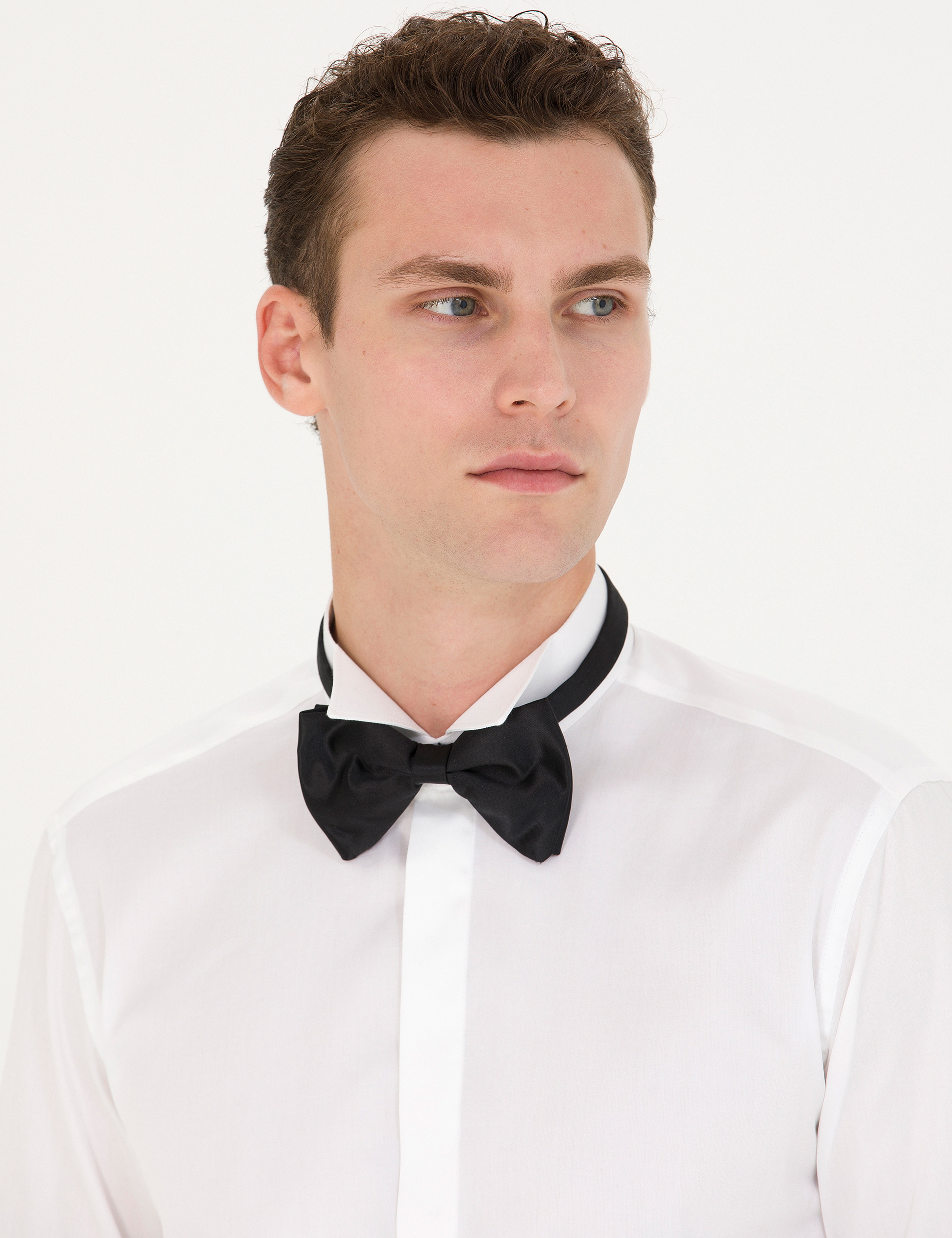 Beyaz Slim Fit Smokin Gömlek - Image 2