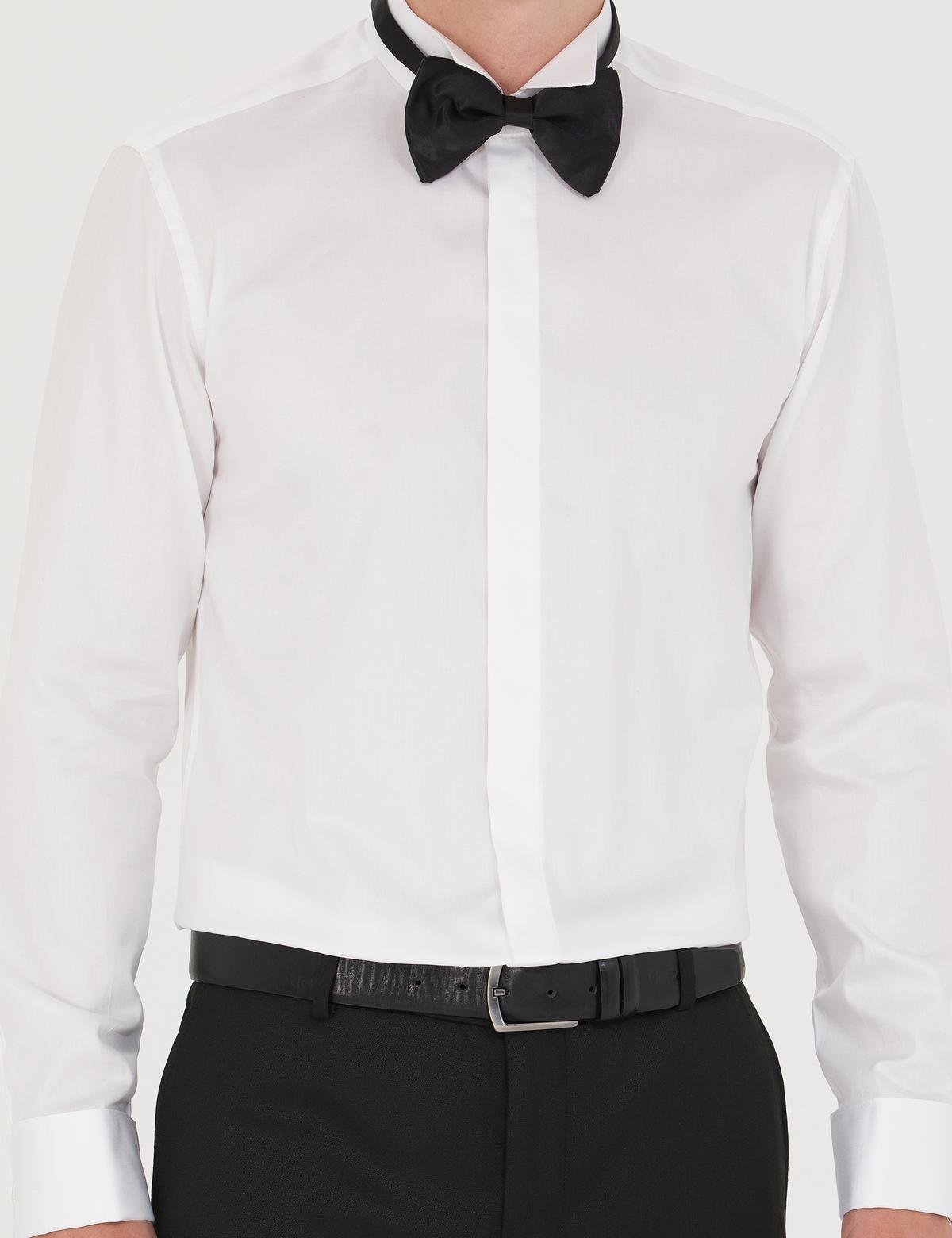 Beyaz Slim Fit Smokin Gömlek - 50277143007