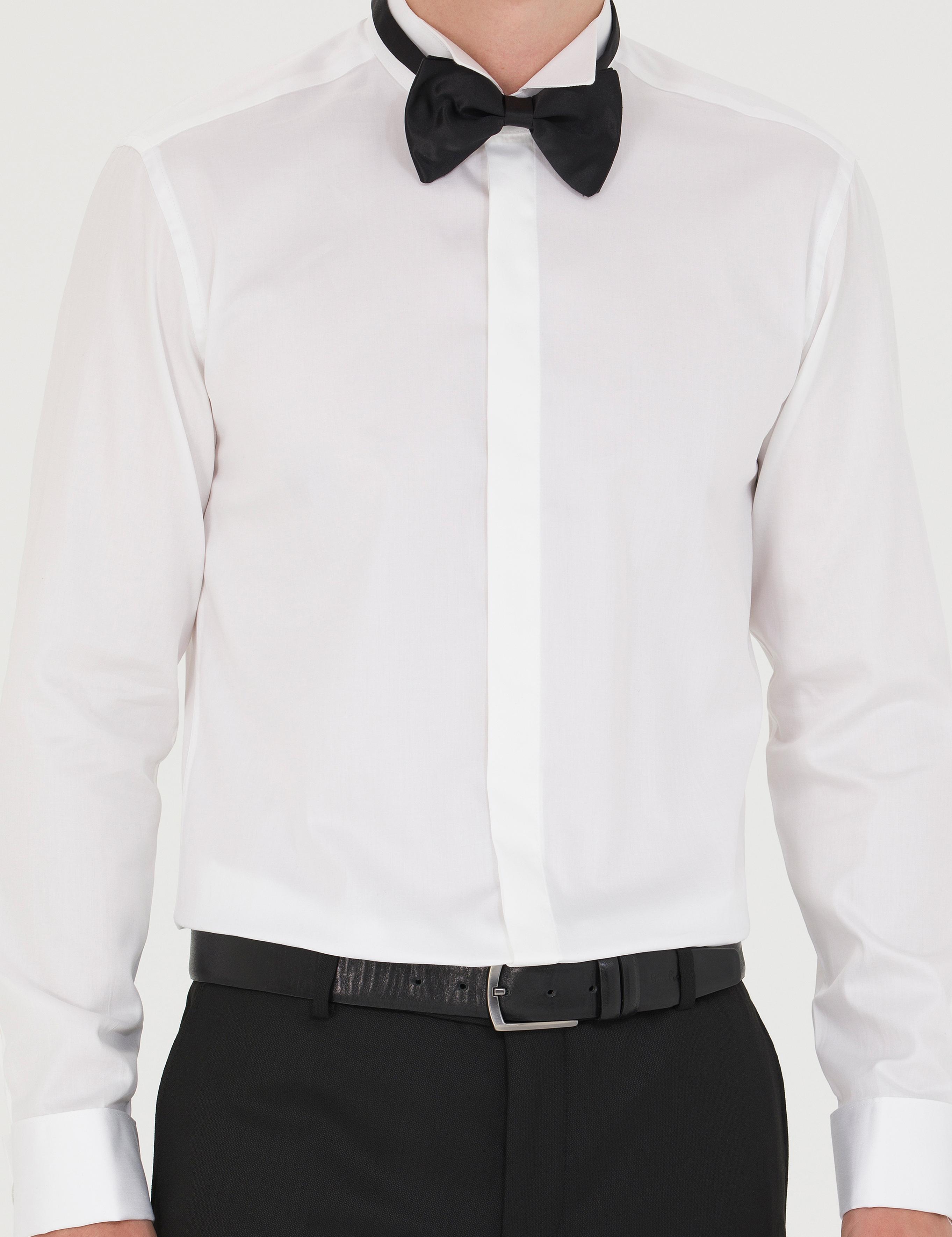 Beyaz Slim Fit Smokin Gömlek