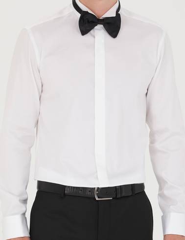 Beyaz Slim Fit Smokin Gömlek