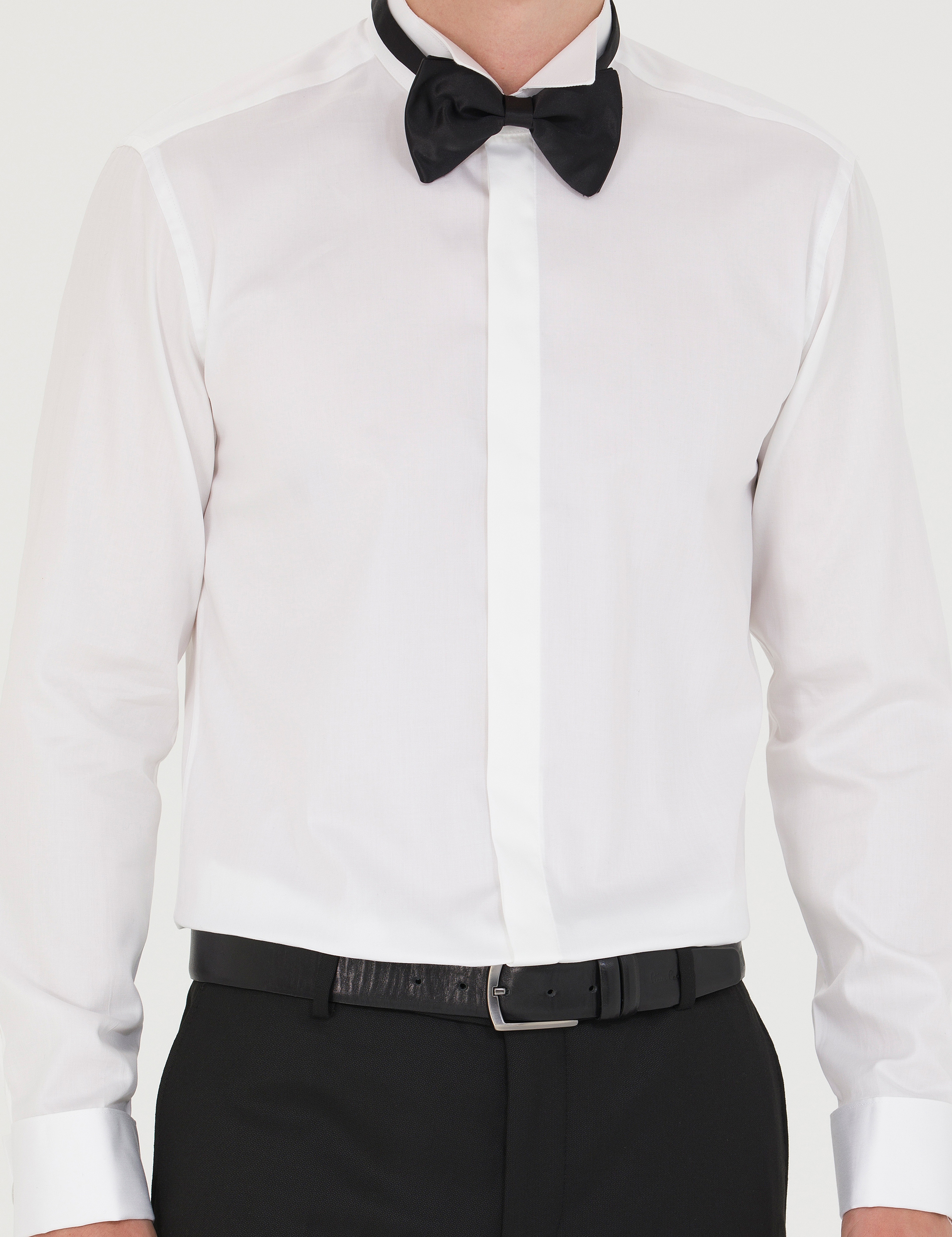 Beyaz Slim Fit Smokin Gömlek - Image 6
