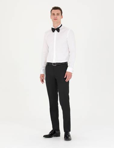 Beyaz Slim Fit Smokin Gömlek