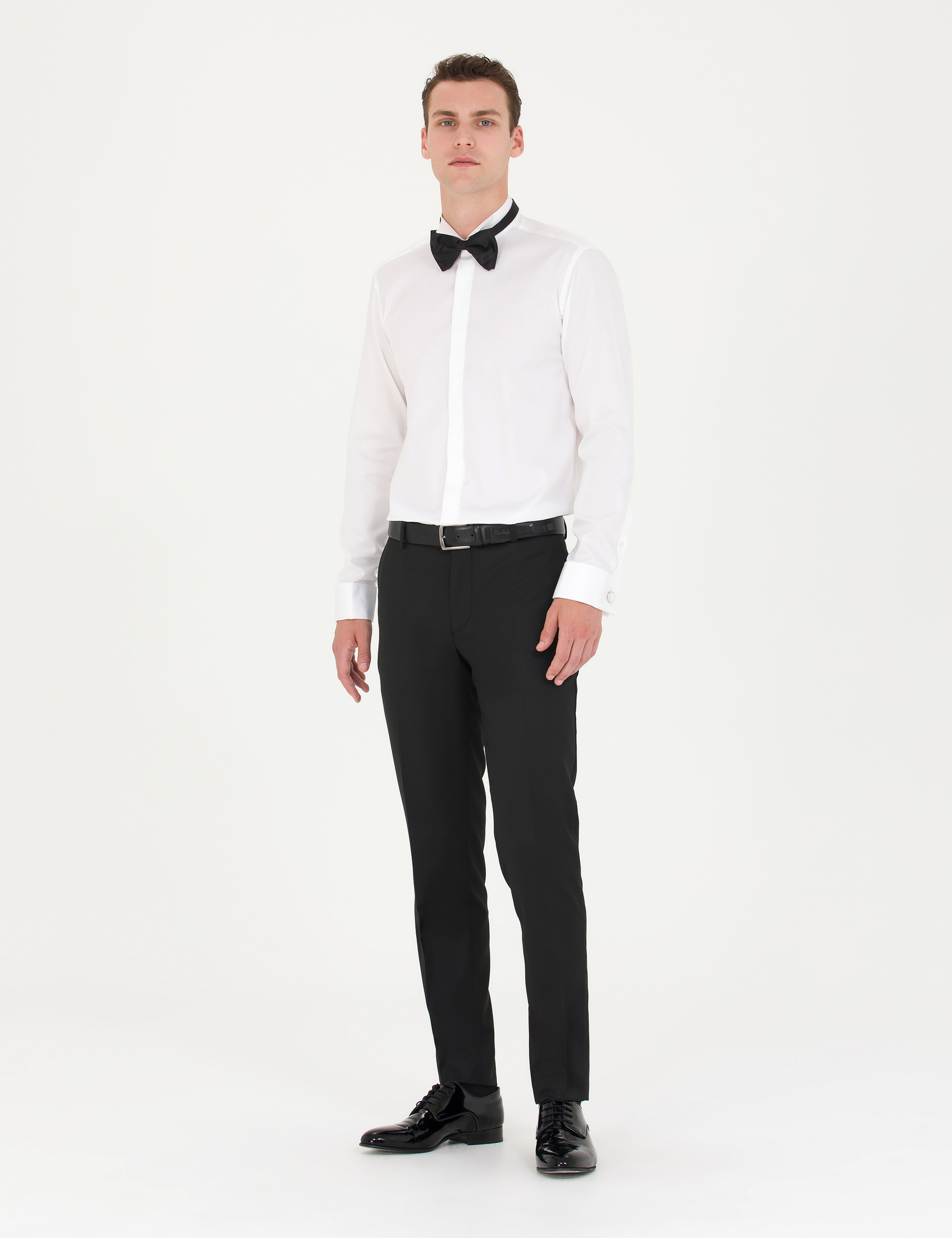 Beyaz Slim Fit Smokin Gömlek - Image 4