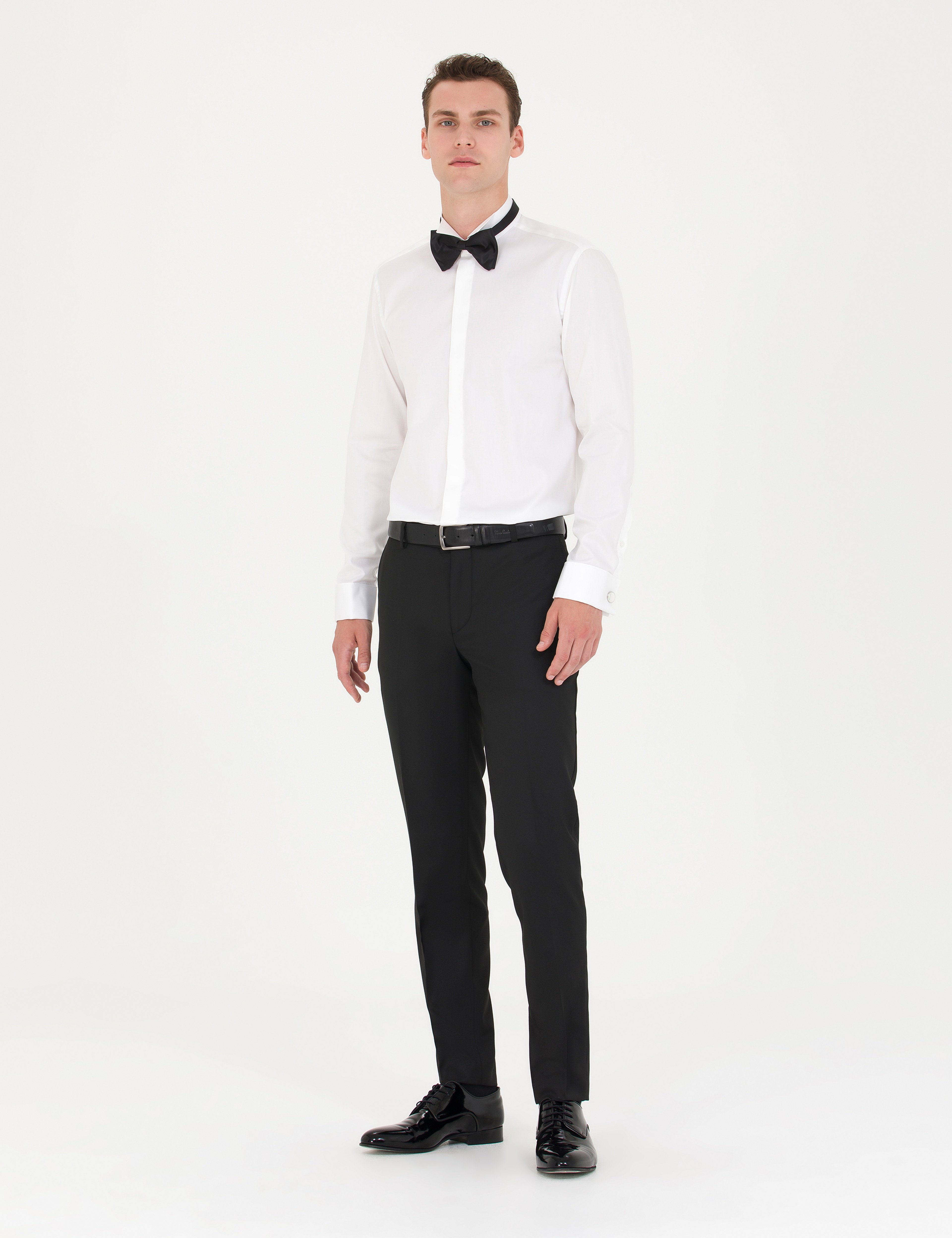 Beyaz Slim Fit Smokin Gömlek