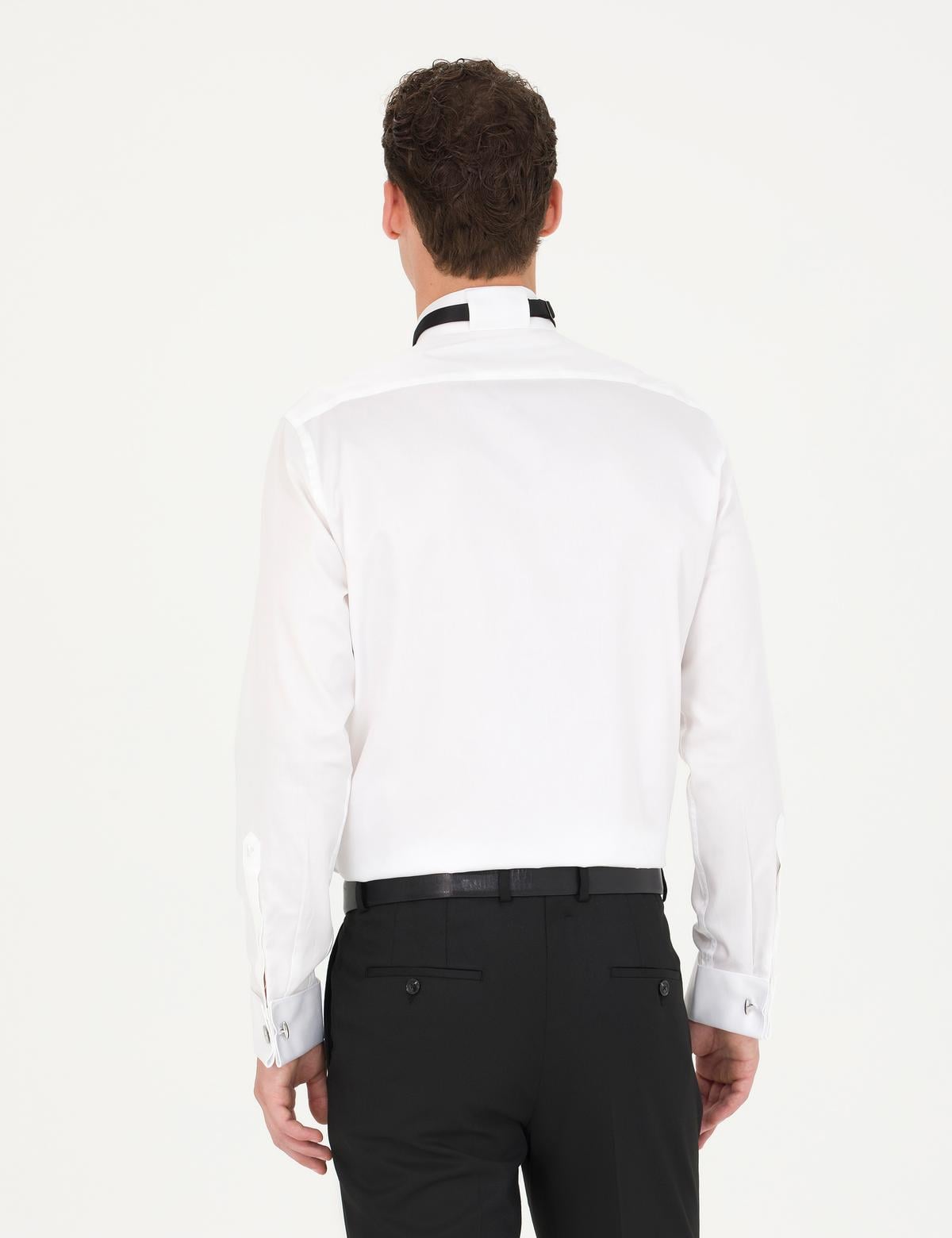 Beyaz Slim Fit Smokin Gömlek - 50277143007