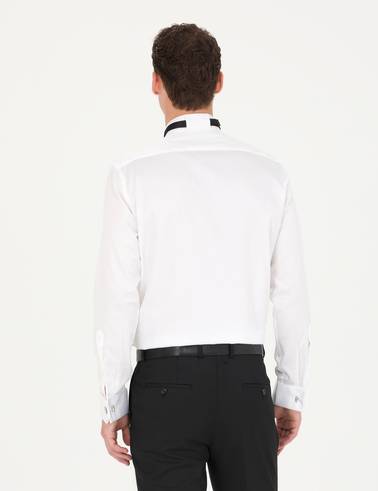 Beyaz Slim Fit Smokin Gömlek