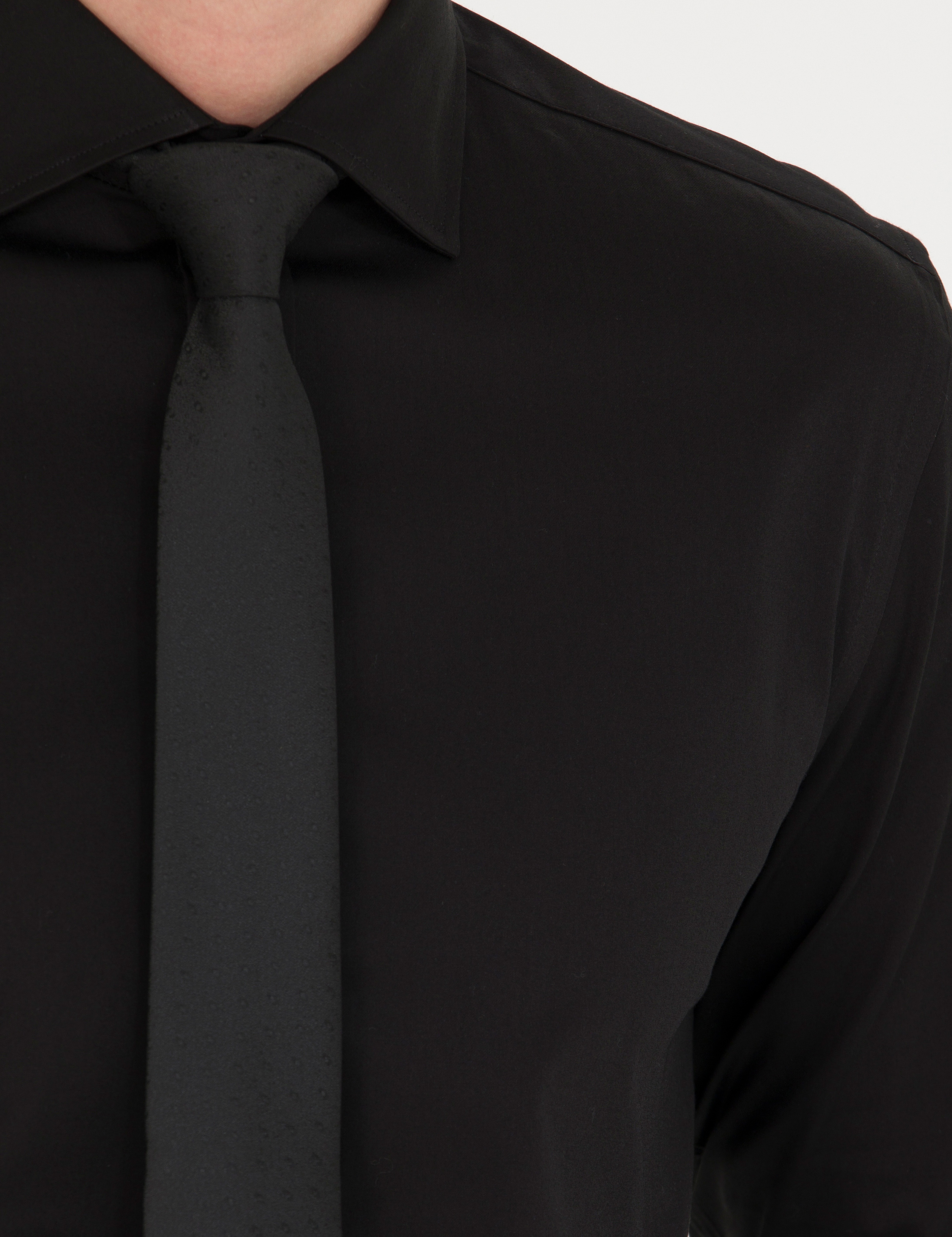 Siyah Likralı Kolay Ütülenebilir Ex. Slim Fit Basic Gömlek - Image 7