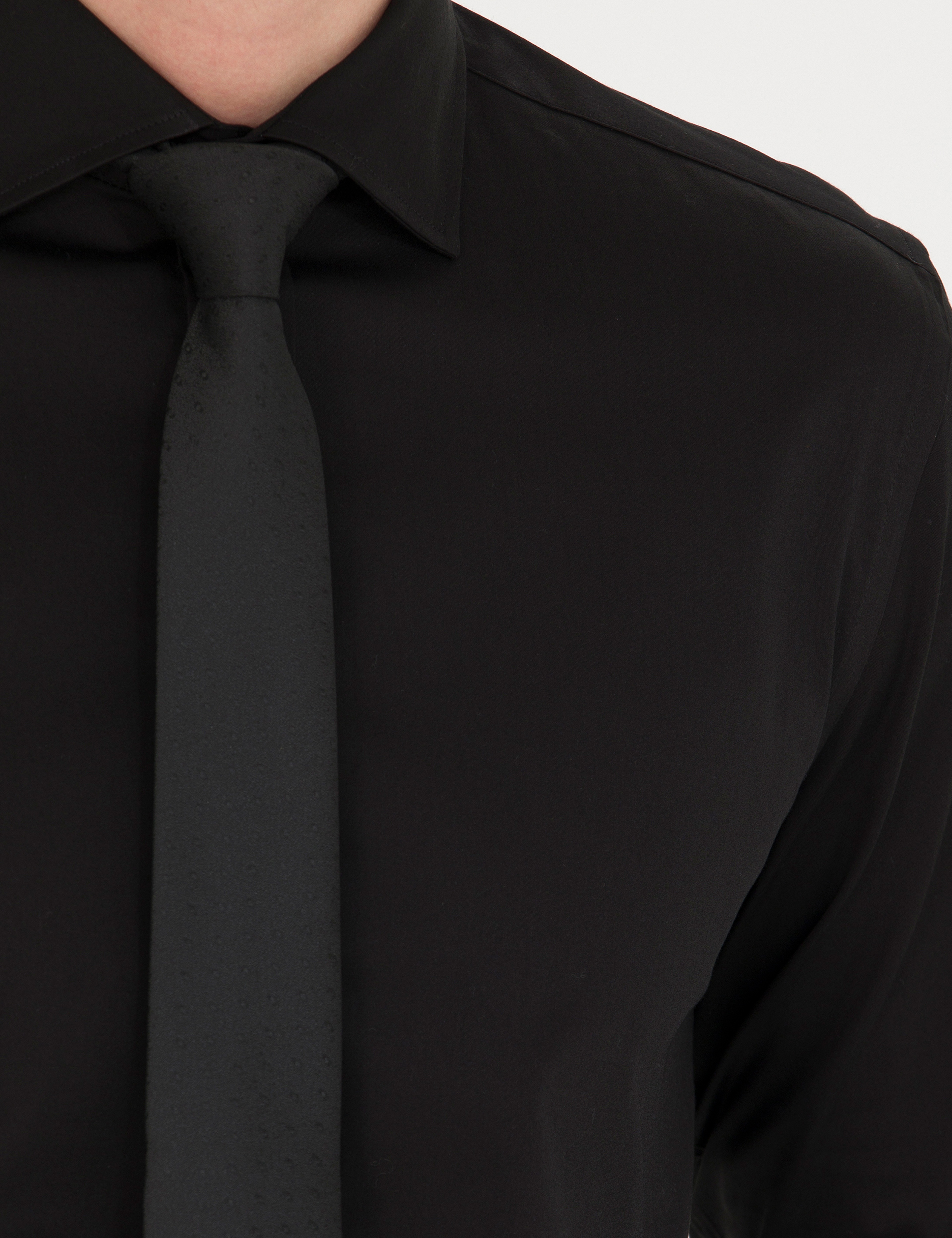 Siyah Likralı Kolay Ütülenebilir Ex. Slim Fit Basic Gömlek