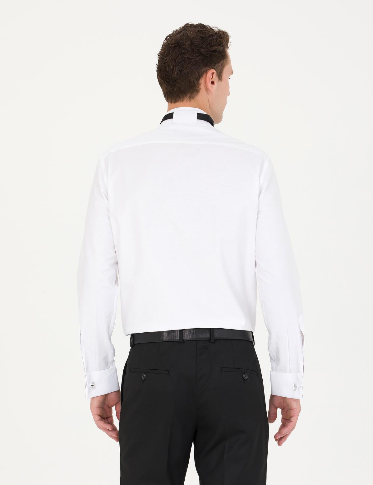 Beyaz Slim Fit Smokin Gömlek - 50268189009