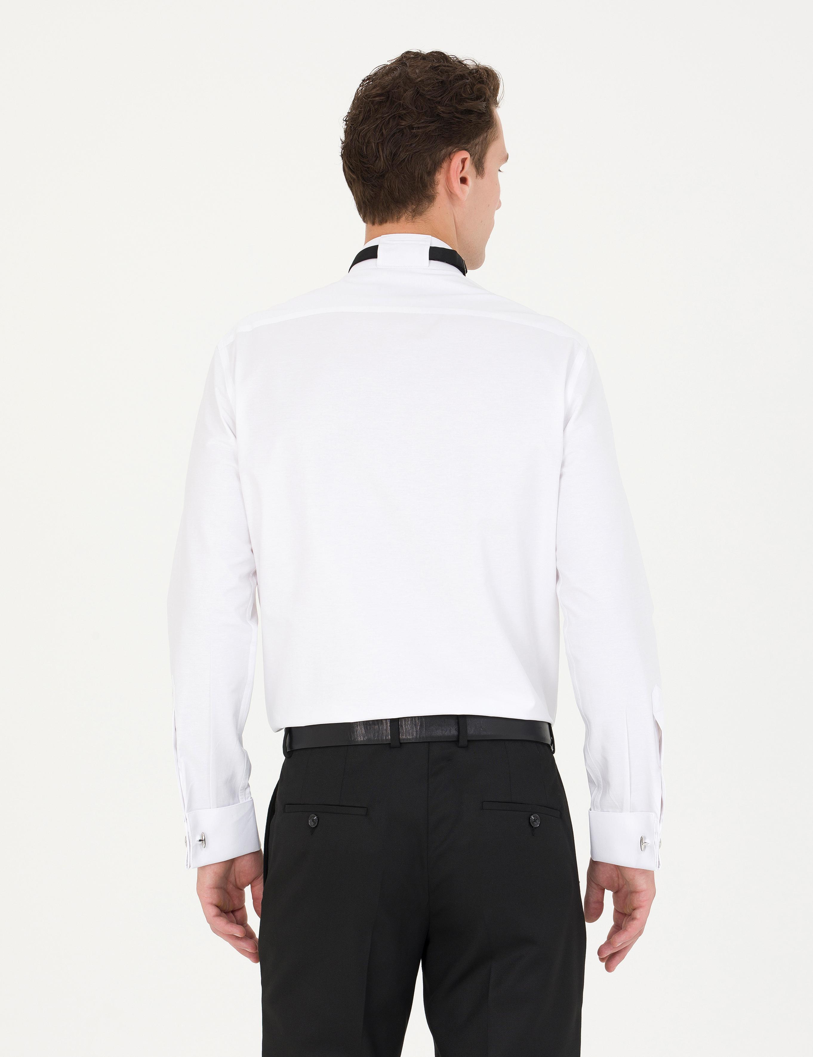 Beyaz Slim Fit Smokin Gömlek