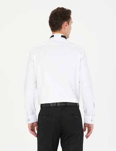 Beyaz Slim Fit Smokin Gömlek