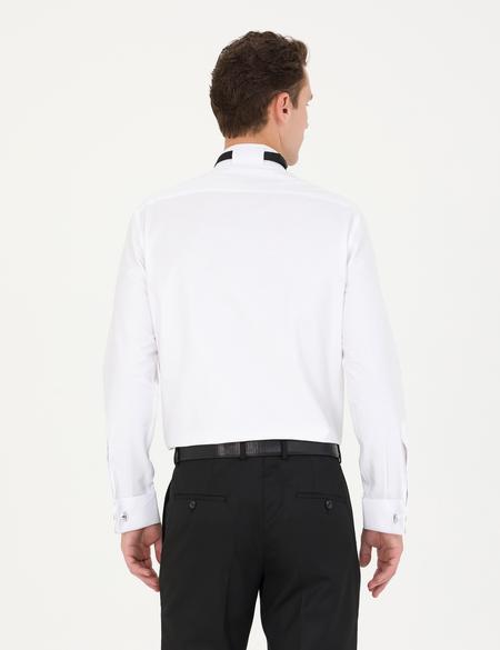 Beyaz Slim Fit Smokin Gömlek - 50268189009