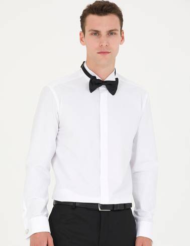 Beyaz Slim Fit Smokin Gömlek