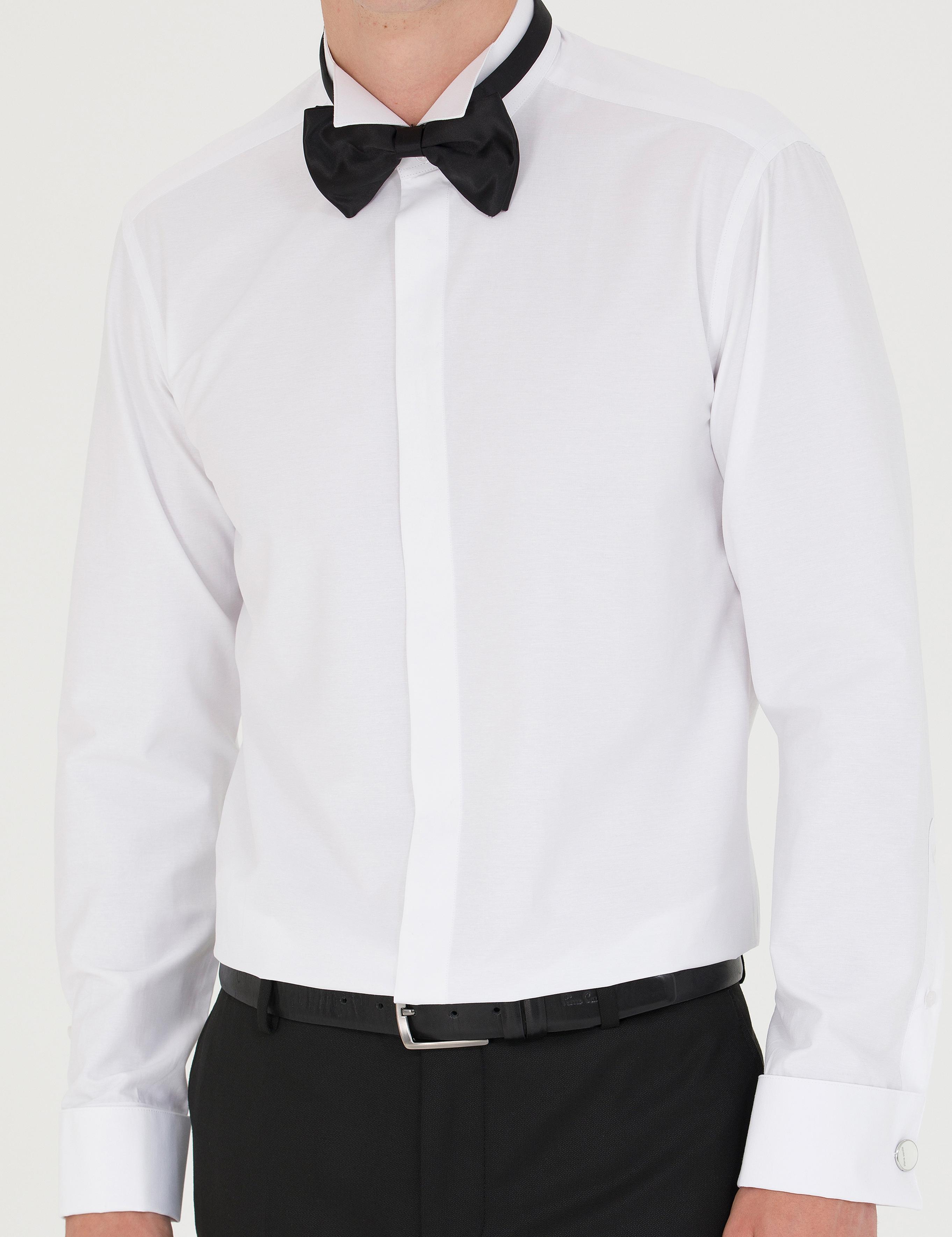 Beyaz Slim Fit Smokin Gömlek