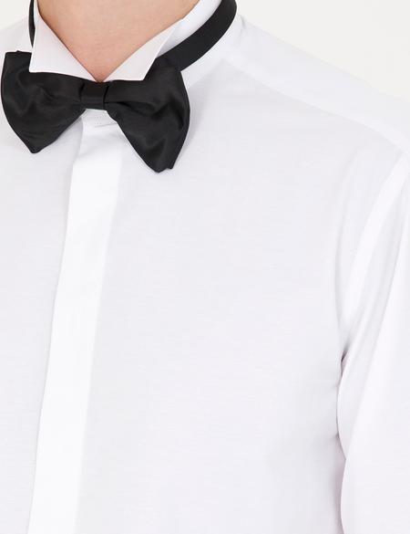 Beyaz Slim Fit Smokin Gömlek - 50268189009