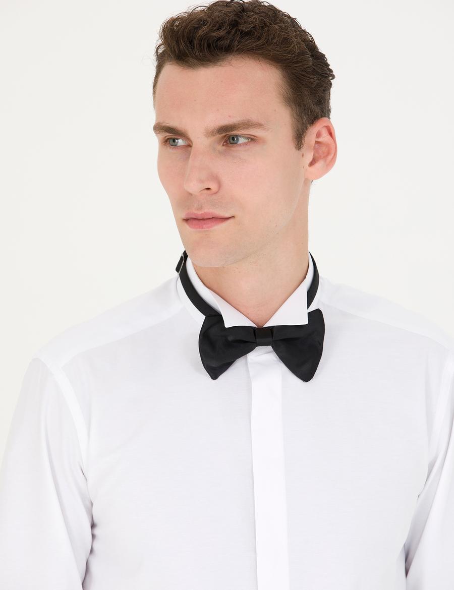 Beyaz Slim Fit Smokin Gömlek